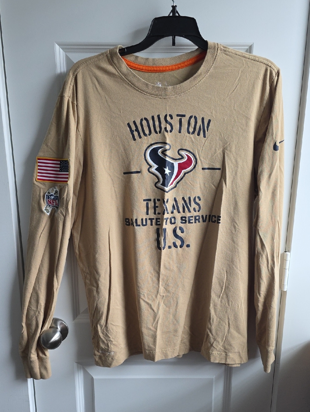 Houston Texans Salute to Service Long-Sleeve Shirt - Medium Tan G064